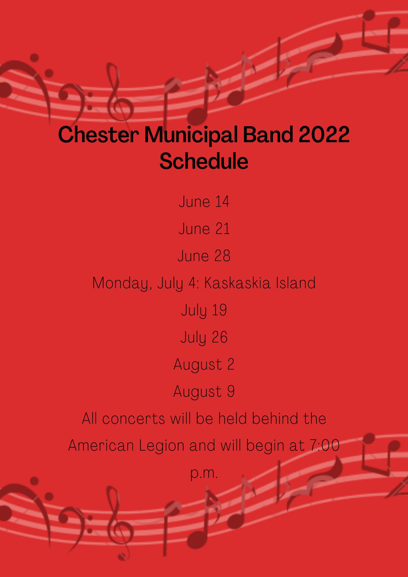 Municipal Band Schedule Chester, Illinois